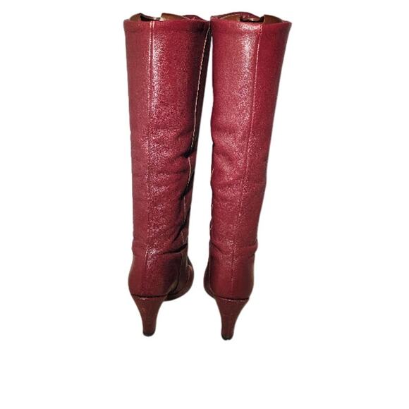 Vintage 60s/70s Leather Burgundy Knee Boots 7M - Picture 7 of 9